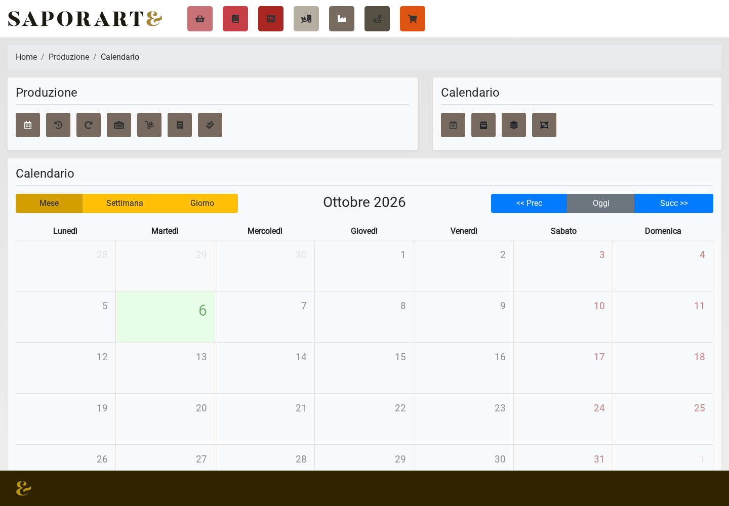 Schermate del software reale — Produzione